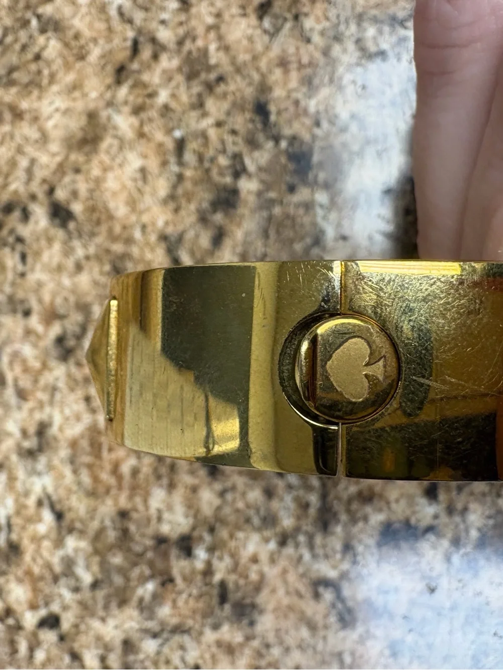 Kate Spade New York Gold Tone Bangle Watch Pyramid Stud Hinged Bracelet